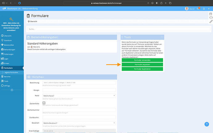 WebApp-Formular- Bienenvoelker screen 2
