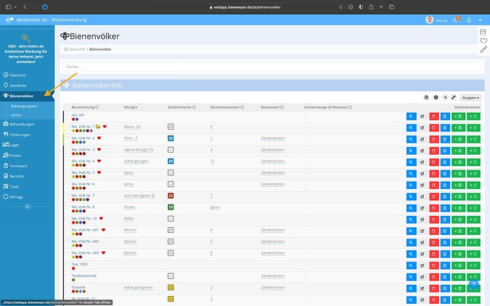 WebApp-Bienenvoelker screen 1